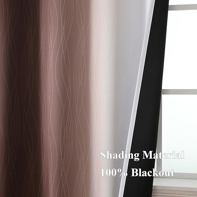 Brown and Greyish White Blackout Curtains 52Wx84L 2 Panels | Ombre Curtains - Image 5