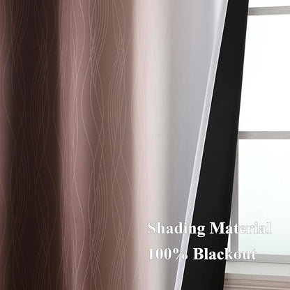 Brown and Greyish White Blackout Curtains 52Wx84L 2 Panels | Ombre Curtains - Image 5