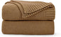 CozeCube Caramel Brown Seed Stitch Throw Blanket 50"x60", Farmhouse Decor | by CozeCube