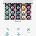 Navaris Coffee Pod Holder Drawer - 50 Capsule Storage Organizer Tray Counter Container - Fits Standard Sizes of Pods and Capsules - 1 Drawer Design - White