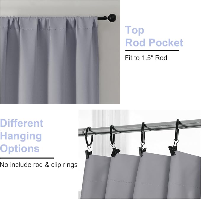 Simplebrand Ava Silver Grey Short Blackout Curtains - Image 4