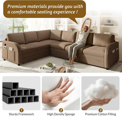 King Size Sleeper Sofas Convertible Couches, Oversized 6-Seat Sectional Sofa - Image 8