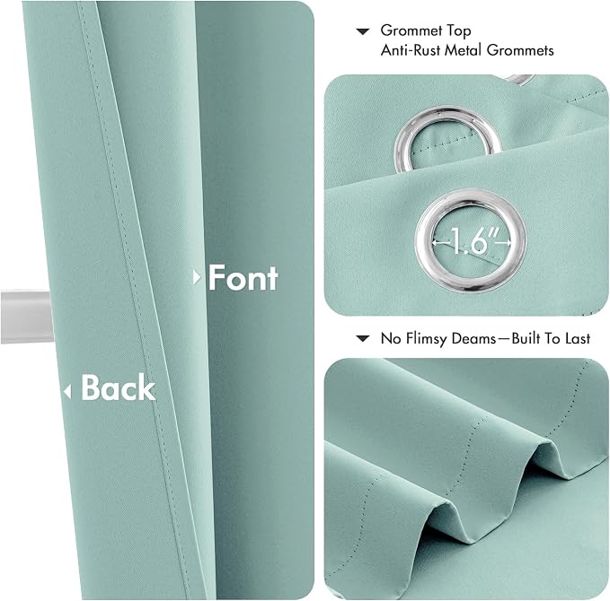MIULEE Blackout Curtains for Bedroom 2 Panels 40 x 63 Inch Long Aqua | Thermal - Image 4