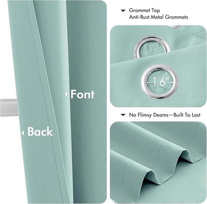 MIULEE Blackout Curtains for Bedroom 2 Panels 40 x 72 Inch Long Aqua | Thermal - Image 4