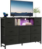 DUMOS TV Stand Dresser with 8 Fabric Drawers and Open Shelves, LED by DumosLifestyle