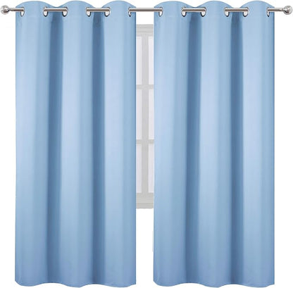 Sky Blue Thermal Blackout Curtains/42 x 72 Inch/Set of 2 Panels Room Darkening - Image 2