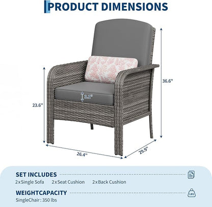 GarveeHome 2-Piece Outdoor Patio Furniture Set, All-Weather Rattan Chairs - Image 2