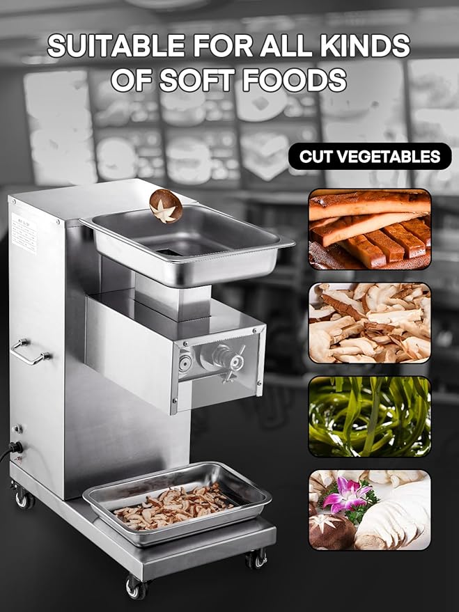 Commercial Meat Cutter Machine, 1200LB/H Electric Cutting Machine 750W Commercial Meat Slicer 3mm Blade Restaurant Food Slicer Stainless Steel For Kitchen Restaurant Supermarket