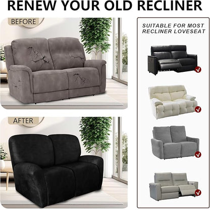 ANARACHON Loveseat Recliner Cover Leather Look Recliner Loveseat Covers - Image 6