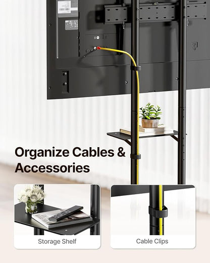 Heavy-Duty Rolling TV Stand for 32–85" Screens — Supports 187 lbs, Stable - Image 5