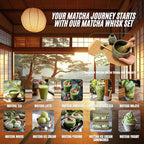 Annie & Mia Design Matcha Whisk Set (9pcs), Japanese Tea Matcha Set includes Ceramic Matcha Bowl, Bamboo Matcha Whisk(chasen), Ceramic Matcha Whisk holder, Bamboo Matcha Scoop (chashaku). Blue color