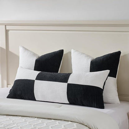 Fancy Homi Set of 2 Black White Euro Decorative Throw Pillow Covers 28x28 Inch - Image 5