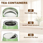 uxcell 2Pcs Round Tea Canisters, 5" x 3" Airtight Metal Tea Containers for Loose Tea, Coffee Beans, Spices - Durable, Compact, and Stylish Storage Tea Tin(Silver Green)