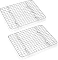 Small Baking Cooling Rack Set of 2, E-far Stainless Steel Toaster Oven Rack for Cooking Roasting Grilling Meat, 8.6” x 6.2” Metal Bakeable Wire Racks for Cookie Cake Bacon - Dishwasher Safe