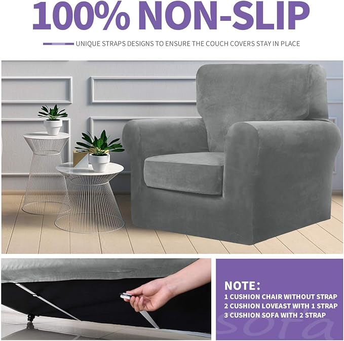 ZNSAYOTX Luxury Velvet Sofa Cover 3 Piece Stretch Loveseat Covers - Image 5