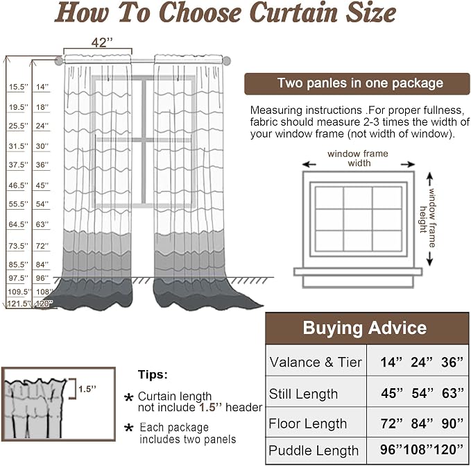 Chyhomenyc Voile Sheer Curtain Panels 54in Long 2 Pack, Short Bathroom Window - Image 6