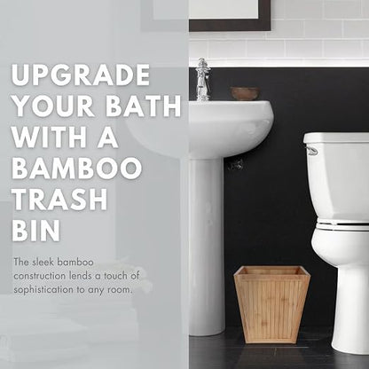 ToiletTree Products 100% Bamboo Wooden Wastebasket Trash Can - Image 2