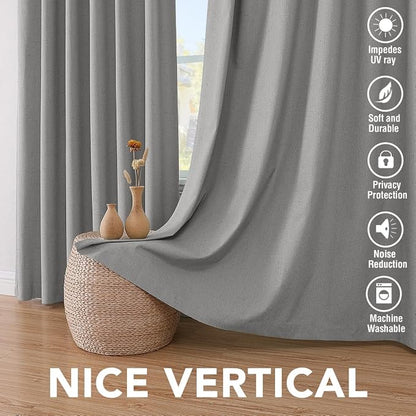 H.VERSAILTEX Linen Blackout Curtains 54 Inches Long 100% Blackout Thermal - Image 7