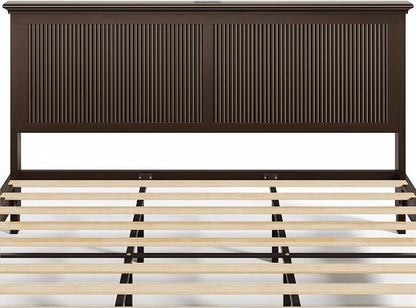 Lifezone King Bed Frame with Headboard, Solid Wood Bed Frame King Size with - Image 12