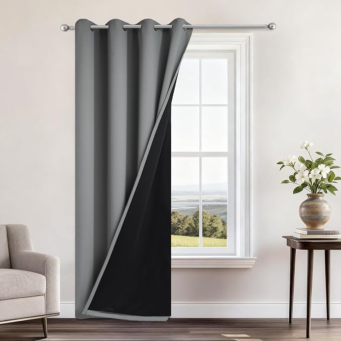 Yakamok Grey Blackout Curtains 96 Inches Long by Yakamok