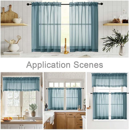Cafe Curtains 36 Inch Length Tier 2 Pieces, Modern Soft Airy Sheer Kitchen - Image 6