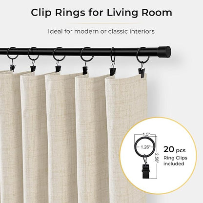 INOVADAY Linen Textured 100% Blackout Sliding Door Curtains 102x84 Cream | 1 - Image 5