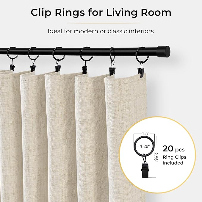 INOVADAY Linen Textured 100% Blackout Sliding Door Curtains 102x96 Cream | 1 - Image 5