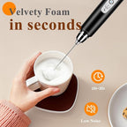 Milk Frother Handheld Rechargeable, Frother Wand Drink Mixer Electric Whisk for Coffee, Detachable With 3 Stainless Whisks, Hand Mixer for Lattes, Cappuccino, Matcha, Egg, No Stand, Black