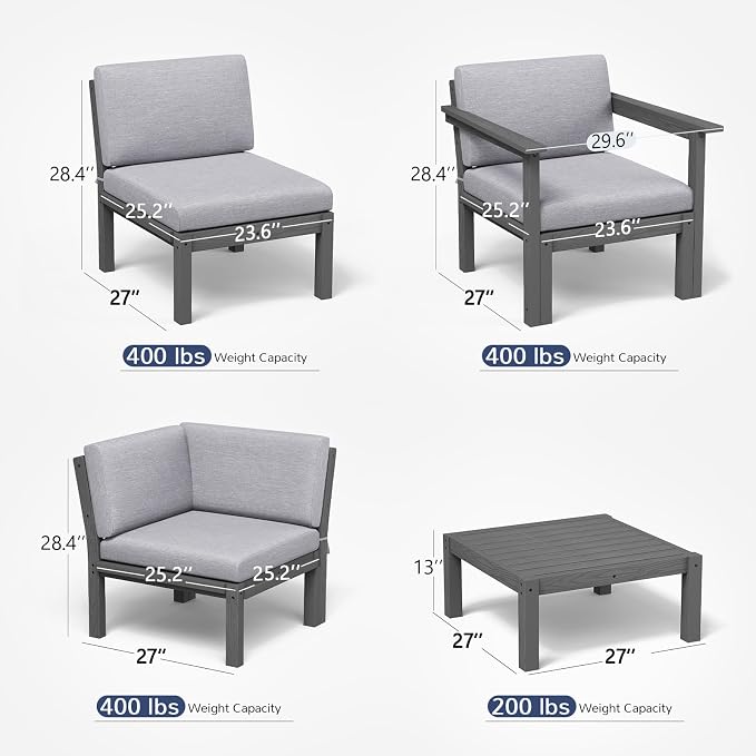 Stoog 6-Piece Modular Outdoor Sectional Sofa Set, All-Weather Patio Furniture - Image 2