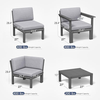 Stoog 6-Piece Modular Outdoor Sectional Sofa Set, All-Weather Patio Furniture - Image 2