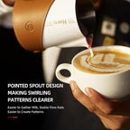 Milk Frothing Pitcher 450ml/16oz 304 Stainless Steel Espresso Steaming Pitcher with PU Leather, Milk Frothing Jug,milk frother cup,Milk Jug Cup,Premium Barista Tools,Latte Art (WHITE,20oz)