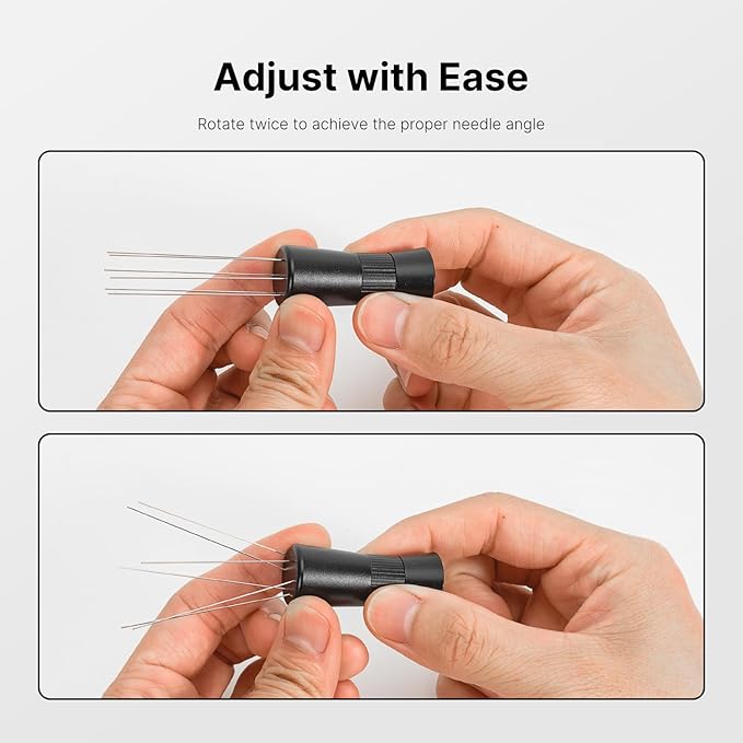 WDT Tool Espresso Needle Distributor with Magnetic Stand, Adjustable Range Coffee Espresso Stirrer, Espresso Distribution Tool Easy Access Design with Extra 6 Replacement Needles