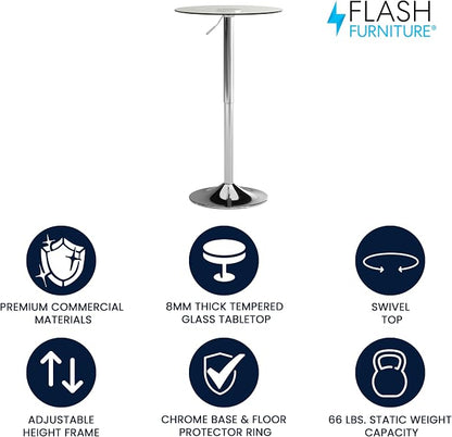 Flash Furniture Chad 23.5'' Round Glass Cocktail Table - Image 3