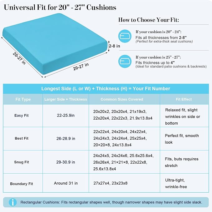 8Pcs Patio Cushion Covers Stretch Outdoor Furniture Protector Slipcovers | - Image 3