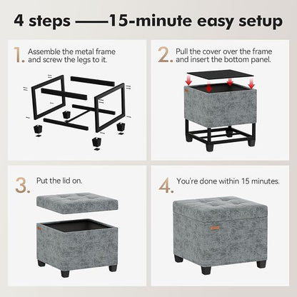 ABHENG Chenille Cover Steel Frame Ottoman - Image 4