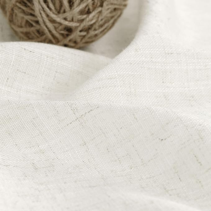 Cream Semi Sheer Linen Curtains 102 Inch Long Curtains Back Tab Rod Pocket 2 - Image 5