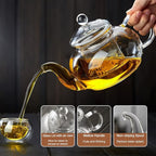 Glass Teapot with Removable Clear Infuser, 27 oz/ 800 ml Stove Top & Microwave Safe Borosilicate Glass Kettle with Loose Leaf Tea Strainer For Flower Blooming Tea