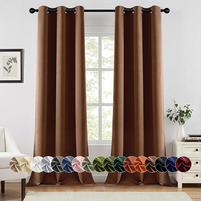 MIULEE Blackout Curtains for Bedroom 2 Panels 40 x 90 Inch Long Mocha Brown | by MIULEE