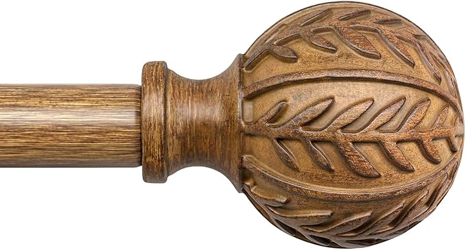 QDWIS Boho Wood Curtain Rods for Windows 66 to 120 inch, Rustic Decorative by Unknown