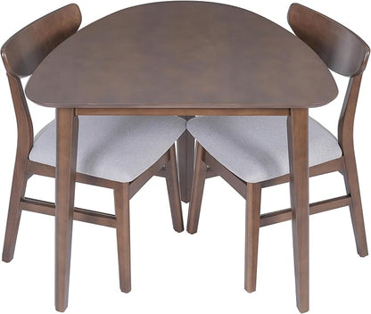 P PURLOVE Modern 3 Piece Table Set, Triangular Table and 2 Curved Wood Chairs - Image 9