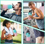 32oz Stainless Steel Water Bottle -w/Paracord Handle, Straw & Spout Lids, Bottle Sleeve, Reusable Metal Thermo Keep Cold-48h & Hot-24h, Wide Mouth Double-Wall Vacuum Flasks for Sports Fitness