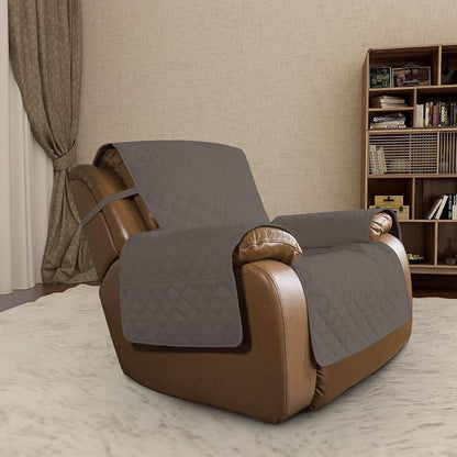 Easy-Going Reversible Couch Cover, Oversized Recliner, Taupe/Ivory | Machine - Image 2