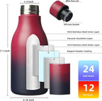 BJPKPK Insulated Water Bottles, 12oz Stainless Steel Metal Water Bottle with Strap, BPA Free Leak Proof Thermos, Mugs, Flasks, Reusable Water Bottle for Sports & Travel, Charming Black Red