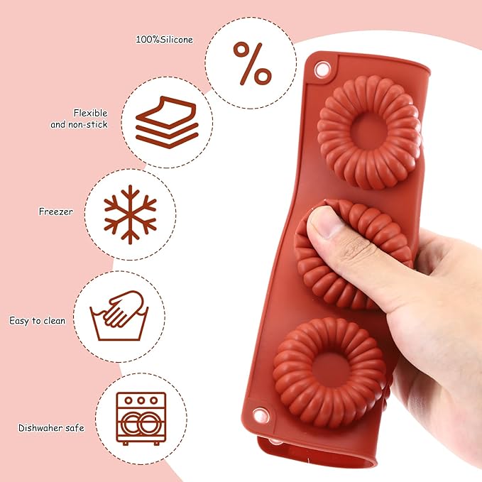 4 PCS Silicone Molds for Baking Non Stick Jello Molds with 6 Cavity Gelatin Mold for Baking Cupcakes Donuts Chocolate Muffins Brownies Jelly