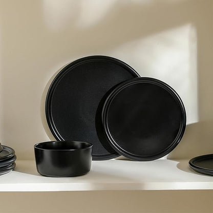 Stone Lain Eden 4-Piece Salad Plate Set Stoneware, Black