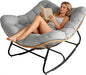 SUNCROWN Oversized Wicker Rocking Chair Indoor Outdoor, 450 LBS Heavy Duty by HOME