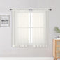 Sheer Ivory Curtains 84 Inch Length 2 Panels Set by OWENIE