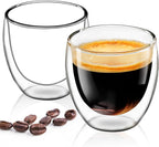 Espresso Cups Set of 2, 3 OZ Expresso Shots Glass Cup, Double Walled Glass Coffee Mugs, Espresso Machine Accessories,Insulated Clear Espresso Shot Glasses Cups,Water Won't Enter Between Double Walls