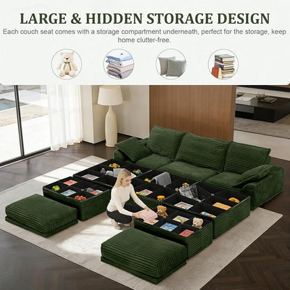 Upgrade Boneless Couch with Storage, Extra Deep&High Seat Modular Sectional - Image 4
