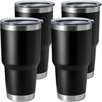 HASLE OUTFITTERS 30oz Stainless Steel Tumbler, Double Wall Vacuum Insulated Travel Mug Tumbler, Durable Insulated Coffee Mug, Gift Box Set (Black, 4)